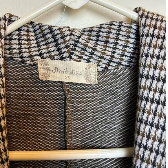 Altar'd State Jacket Blazer Brown Houndstooth Academia Professor Women XS - Picture 3 of 8